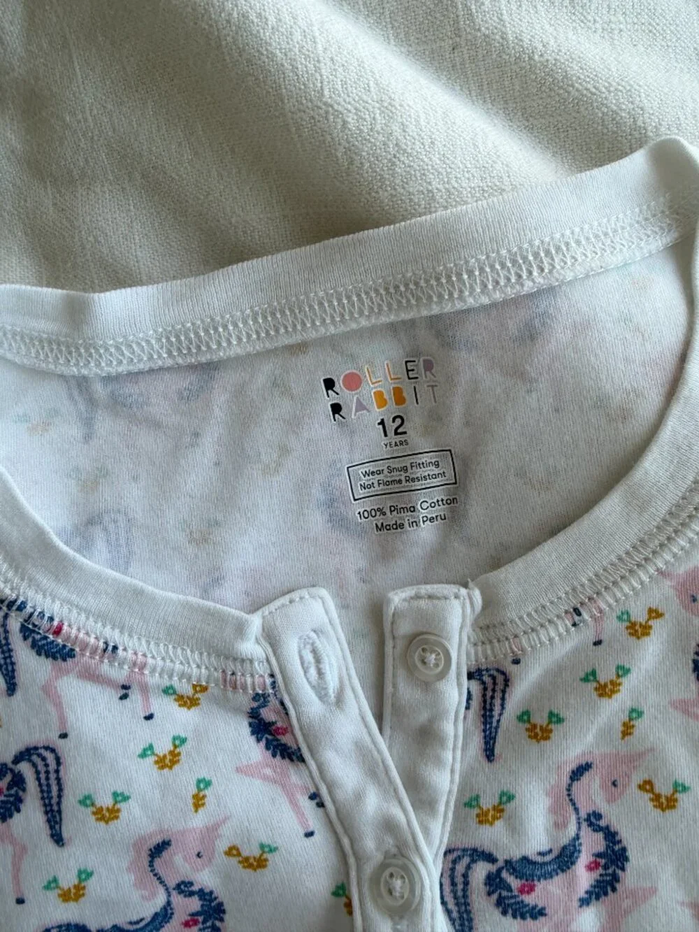 Girls Roller Rabbit Long Sleeve Unicorn Print Pajama Set